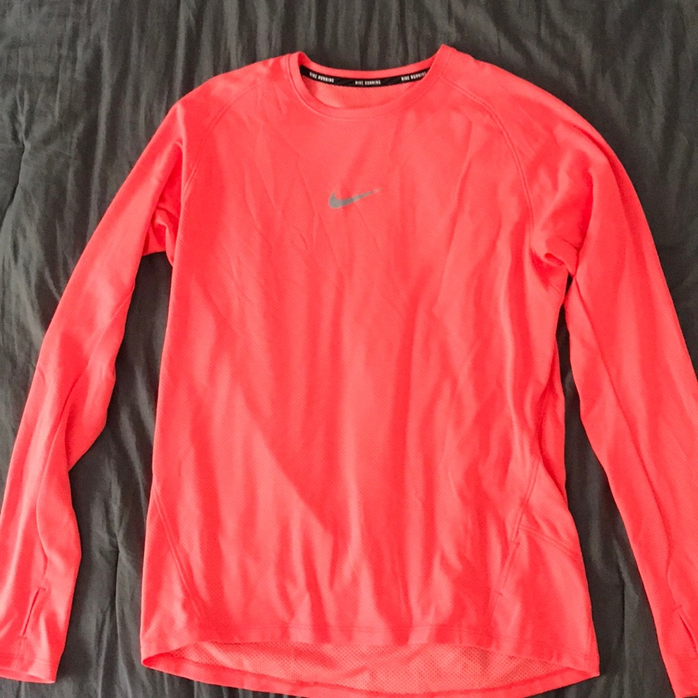 Large long sleeve neon nike athletic fit shirt.